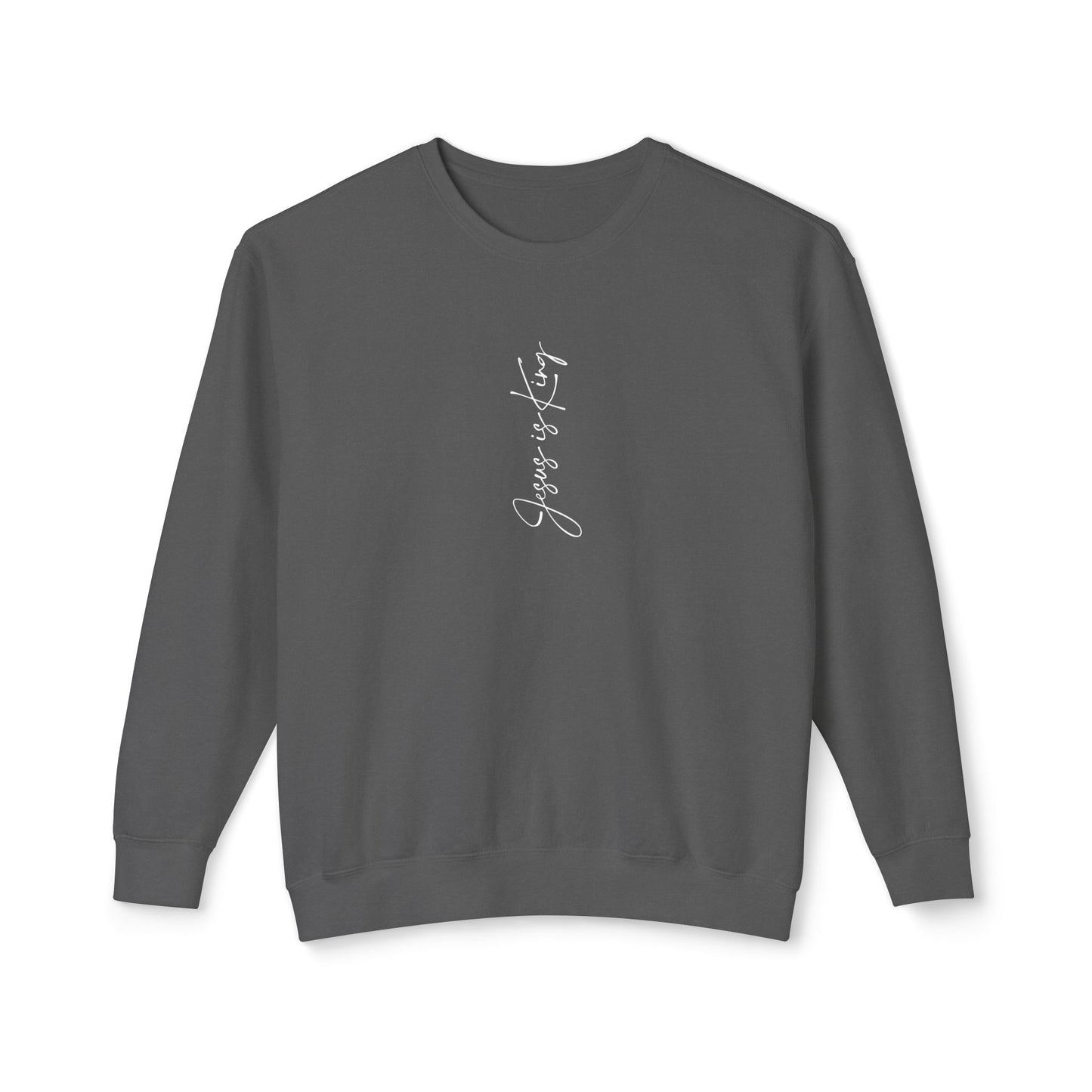Dark pepper sweatshirt with white text on a white background