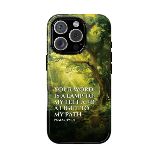 Phone Case Psalm 119:105 Forest Scene Tough Case
