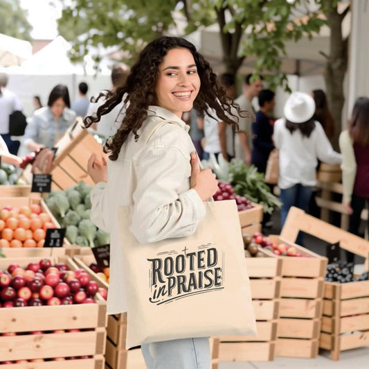 Rooted in Praise Cotton Canvas Tote Bag